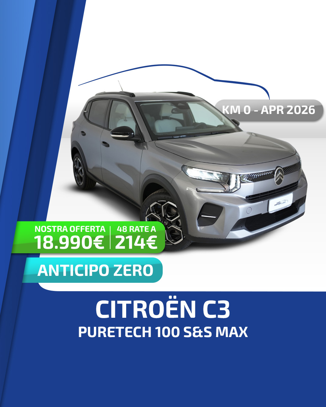 Offerta Citroen C3 PureTech 100 S&S Max - 214€ al mese - Luigi Carfora Group