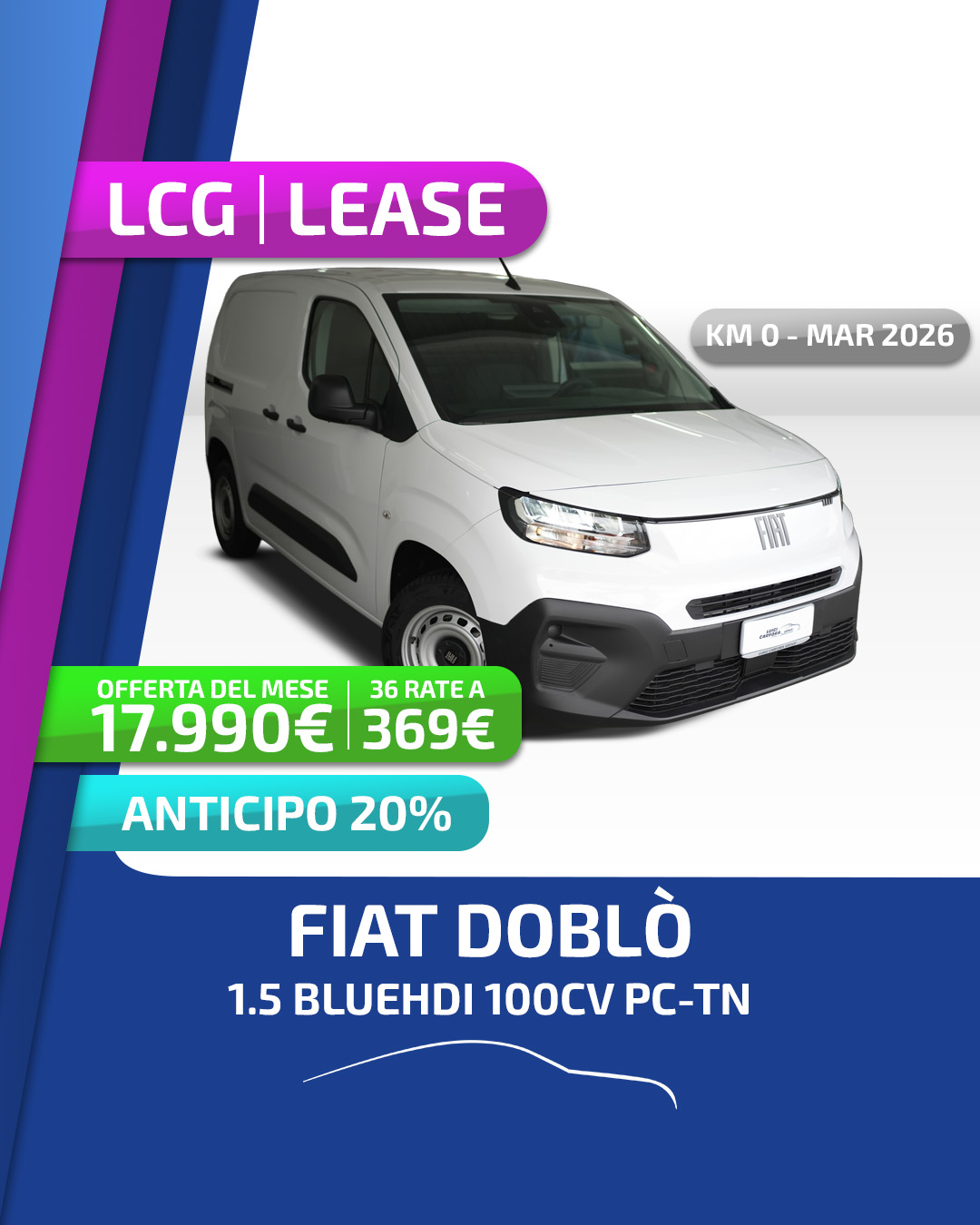 Offerta leasing Fiat Doblò 1.5 BlueHDi 100 CV PC-TN Van - Luigi Carfora Group