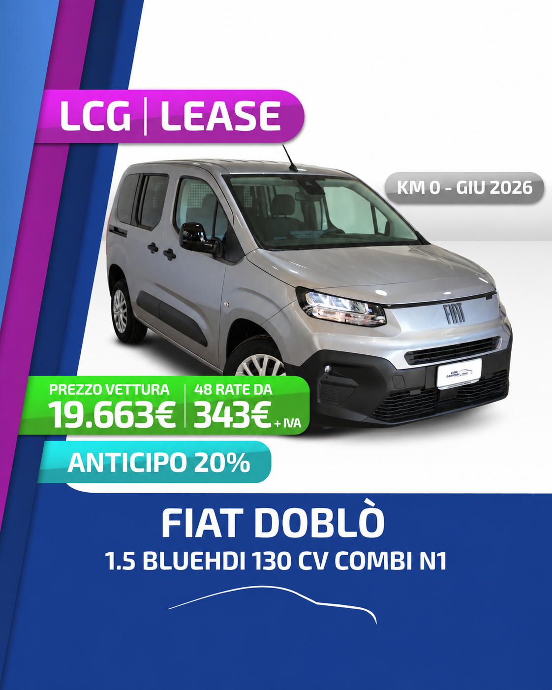 Offerta leasing Fiat Doblò 1.5 BlueHDi 130 CV Combi N1 - Luigi Carfora Group